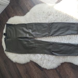 H&M Deep Olive Green Faux leather pant size 4